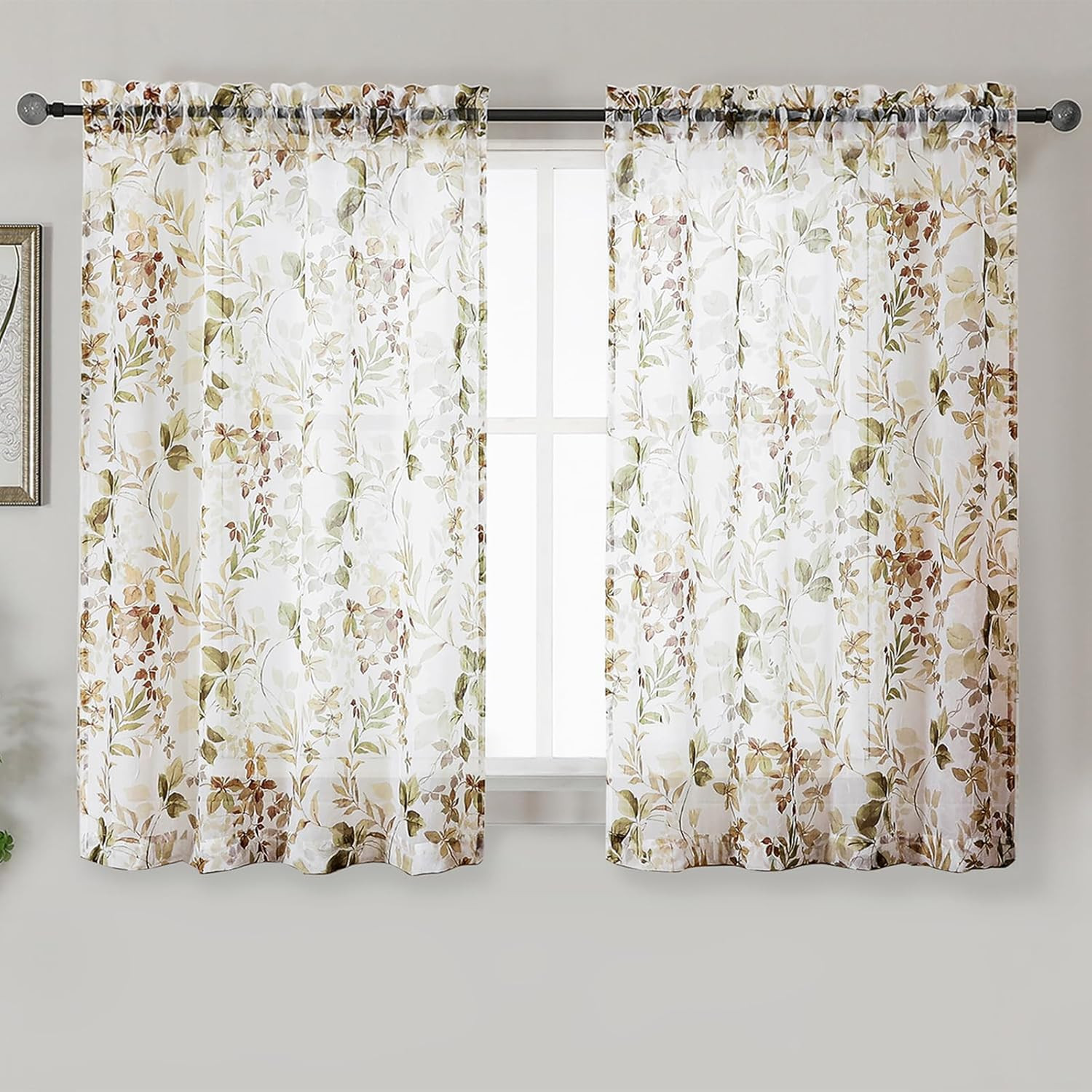 Crushed Kitchen Window Curtains 45 Inches Length 2 42W X 45L Multi Color gallery