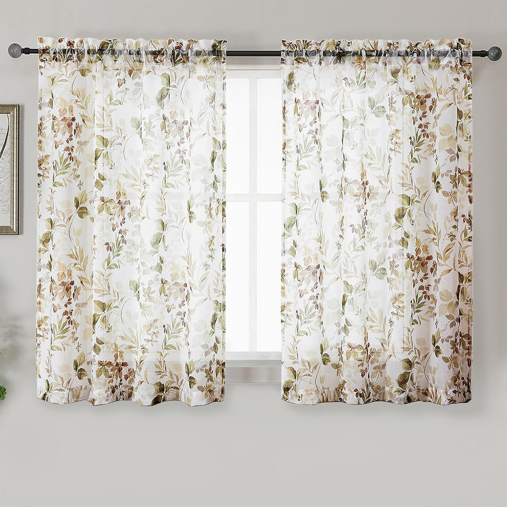 Crushed Kitchen Window Curtains 45 Inches Length 2 42W X 45L Multi Color