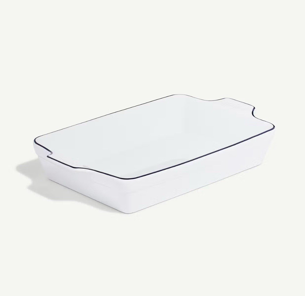 Made In Bakeware 9x13" Baking Dish White with Navy Rim gallery