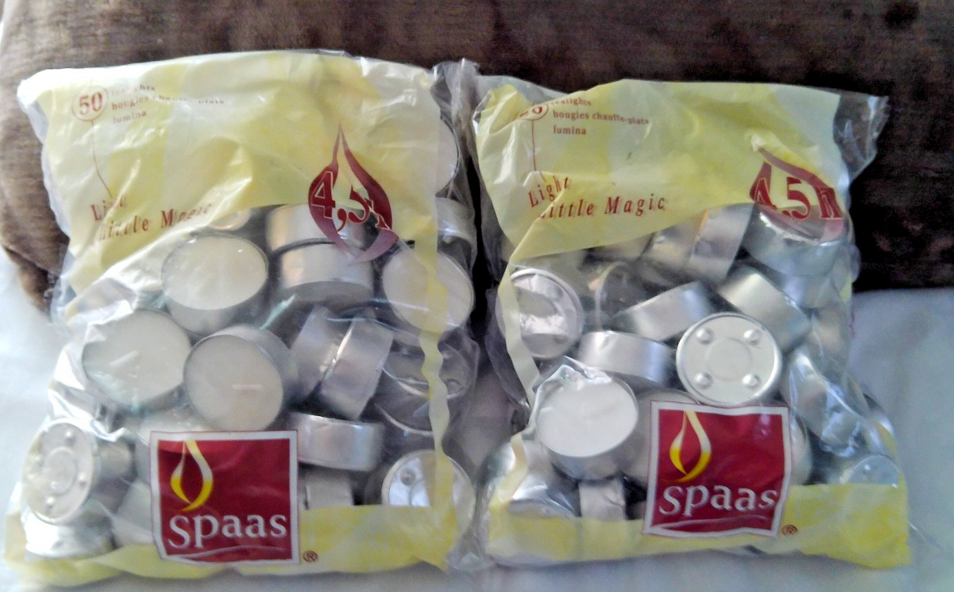 2 Spaas Tea Lights Candles 50 Pack Unscented White Tealight Candles Bulk 4,5 Hrs gallery