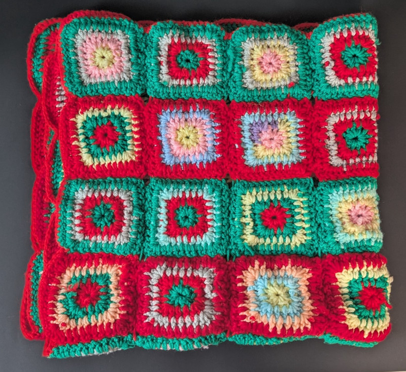 Handmade Crochet Granny Square Lap Blanket Multicolor 33x34 Inches Throw gallery