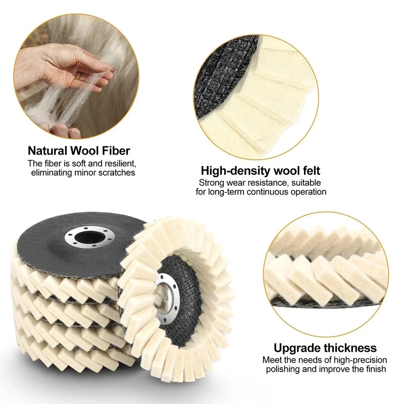 5pcs 5" Wool Polishing Wheels Buffer Pads Flap Felt Polishing Finishing Disc gallery