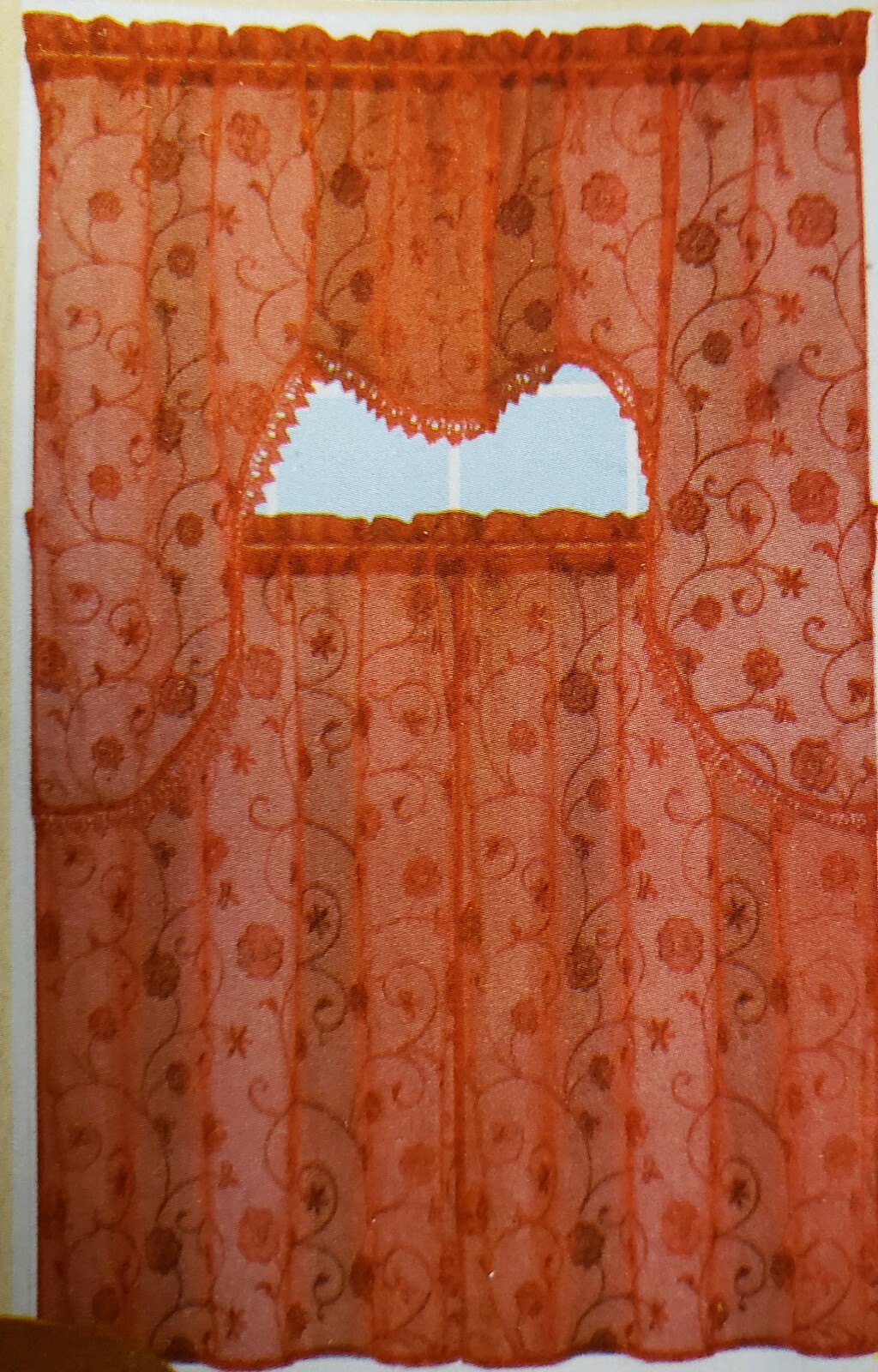 Kitchen Curtains Set: 2 Tiers (27"x36") & Swag (54"x36")ARIELLA,RED FLOWERS,Mys. gallery