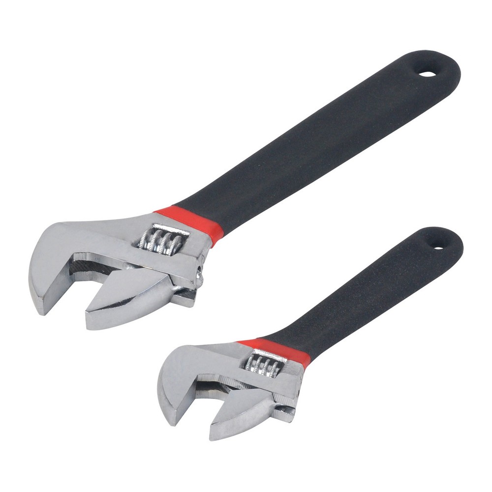 2pc 6" & 8" Inch Adjustable Wrench Shifting Spanner, Steel w/ Cushion Handle NEW