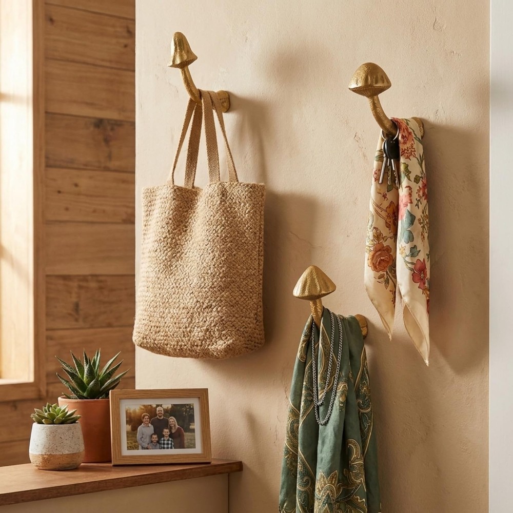 3 Pcs Wall Hooks Decorative Iron Shaped Hanging Hooks Wall Mounted Coat Towel...