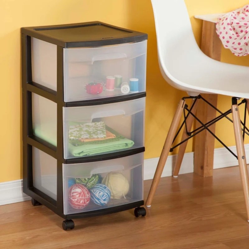 Sterilite 3 Clear Drawer Multi-purpose and versatile Medium Storage Cart, Black gallery