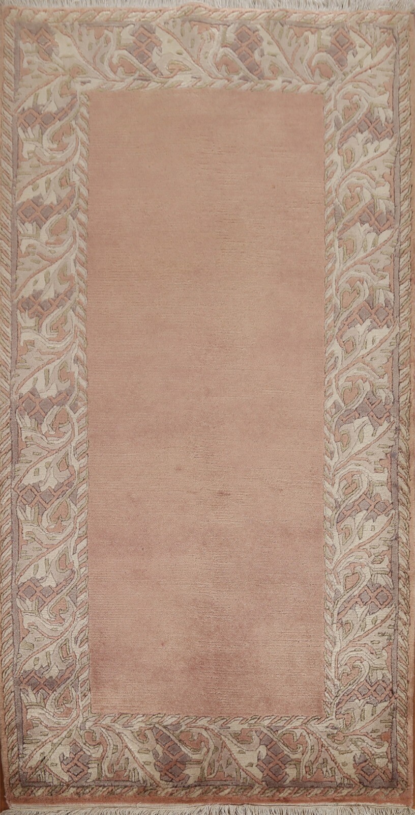 Contemporary Bordered Nepalese Oriental 3'x5' Rug Hand-knotted Plush Wool Carpet gallery