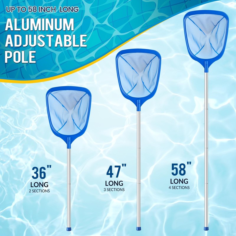 Pool Skimmer Net, Deep Pool Leaf Net with Reinforced Frame, Large Capacity gallery