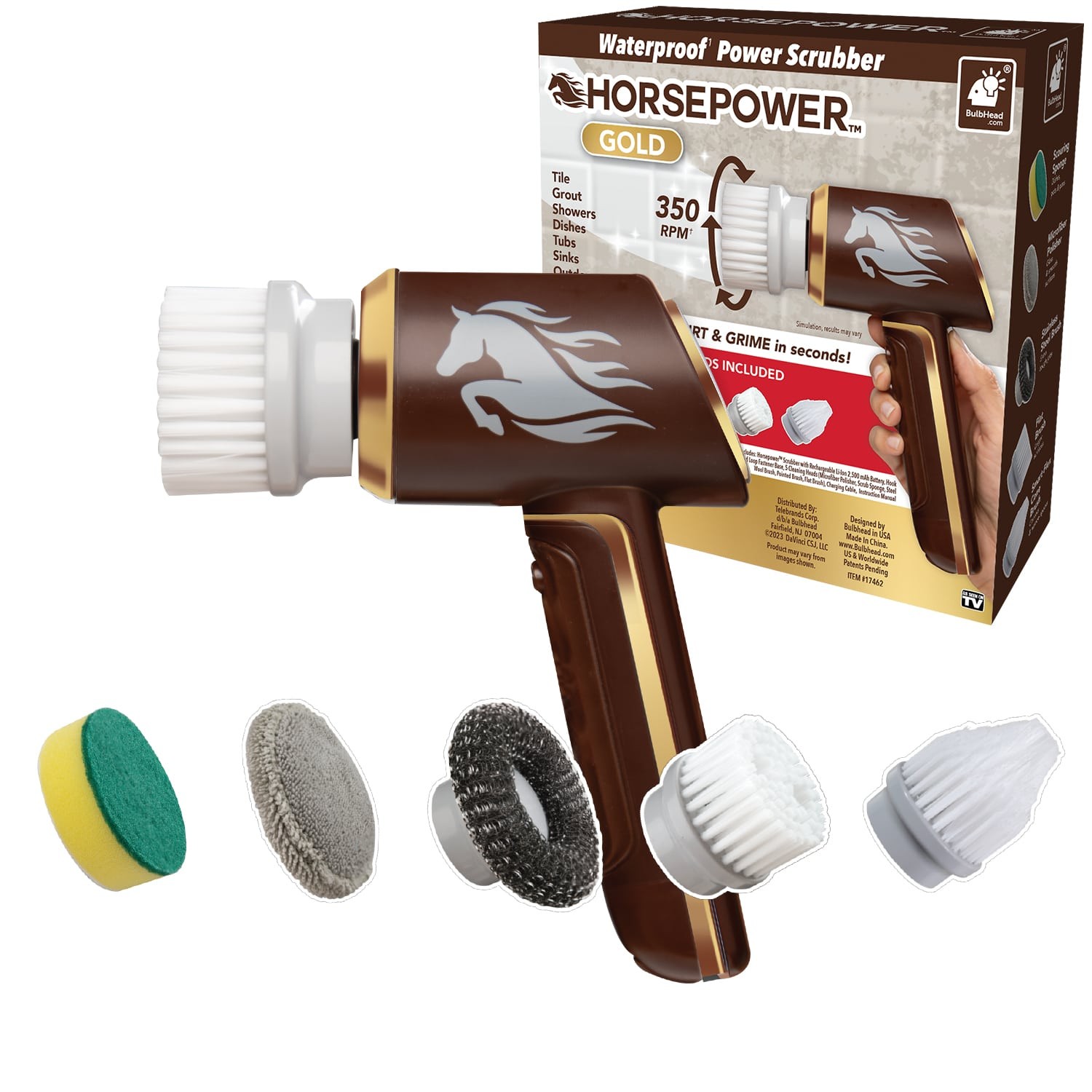 Horsepower Gold Edition Handheld Cordless Rechargeable Spinning Power Scrubber gallery