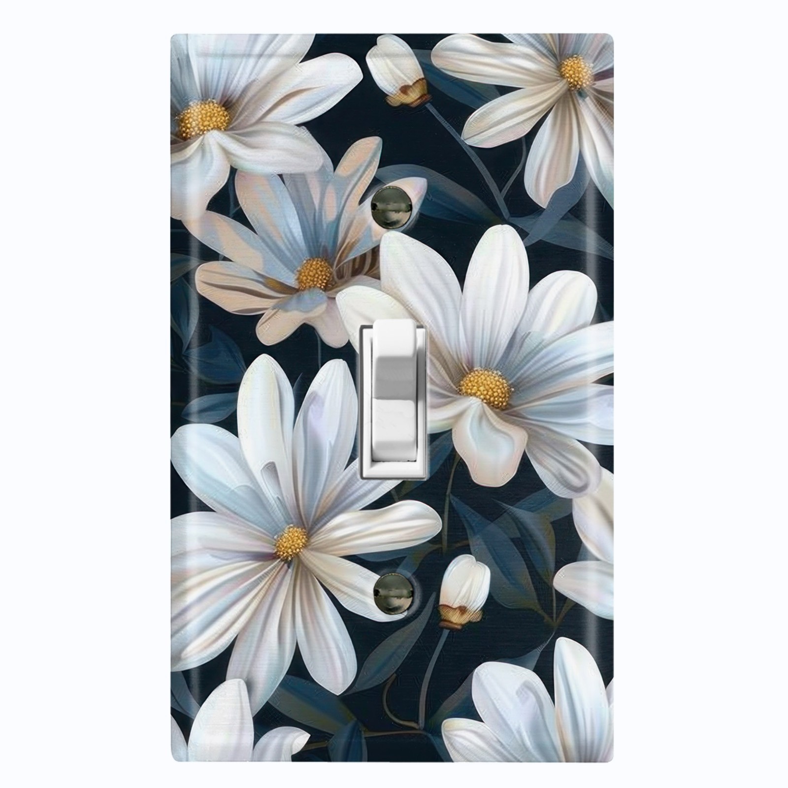 Metal Light Switch Outlet Cover Wall Plate White Daisy Flowers Floral FWR274 gallery