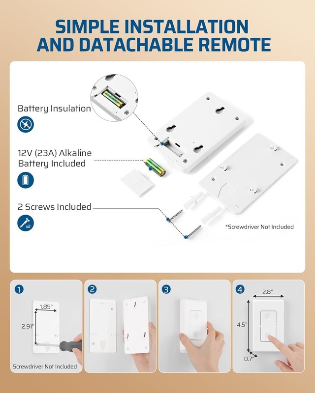 DEWENWILS Remote Control Outlet Wireless Wall Mounted Light Switch, Electrical. gallery