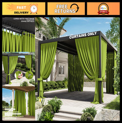 Universal Replacement Privacy Curtains for 12’×14′ Gazebo, Waterproof 4-Panels w