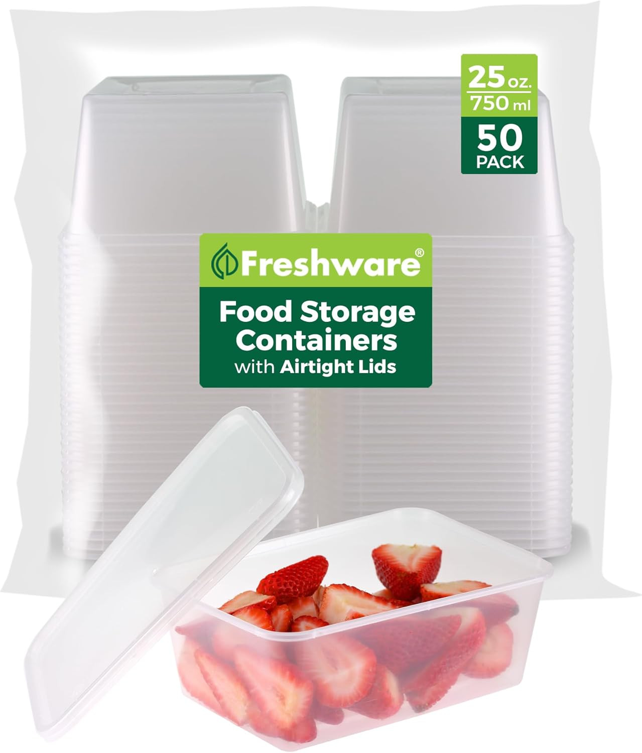 Food Storage Containers [50 Set] 25 Oz Plastic Deli Containers with Lids, Sli... gallery