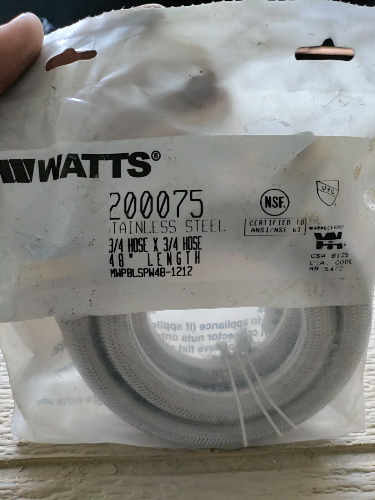 Watts Anderson Barrows 48" Washing Machine Hose Stainless Steel 3/4" gallery