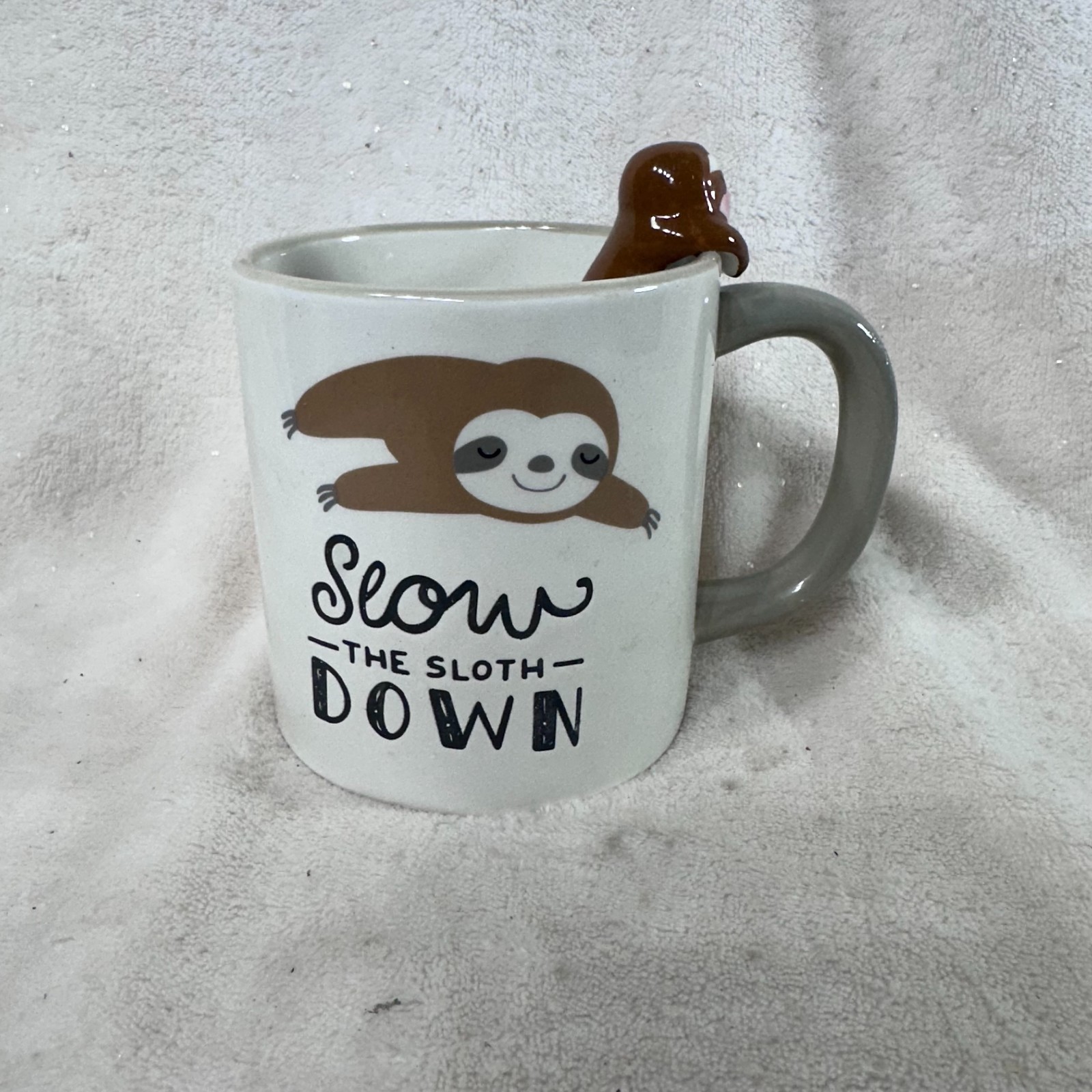 3D Sloth Coffee Mug Ceramic 17oz “Slow the Sloth Down” Novelty Cup gallery