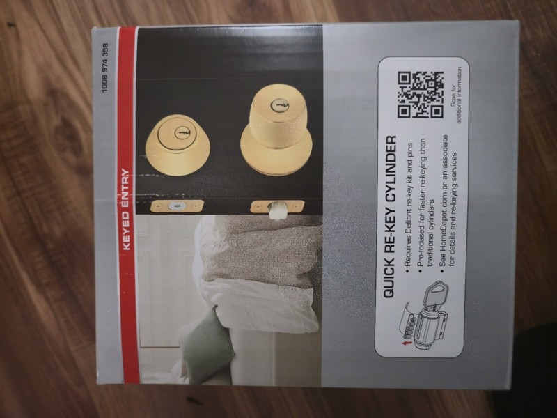 Defiant Brandywine Polished Brass finish Entry Pack 2 X cylinder 2 X knobs New gallery
