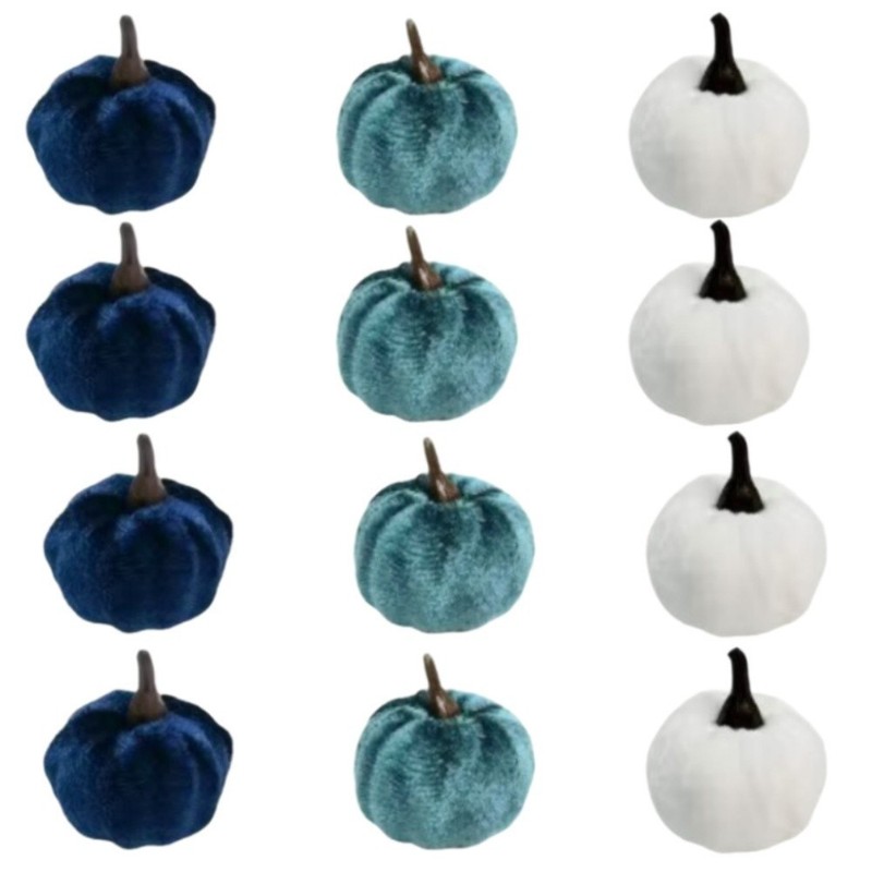 12Pcs Velvet Foam Pumpkins - Rustic Fall Decor for Thanksgiving & Halloween gallery