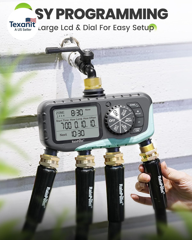 Sprinkler Timer 4 Zone, Water Timer for Programmable, for Soaker Hose with Rain gallery