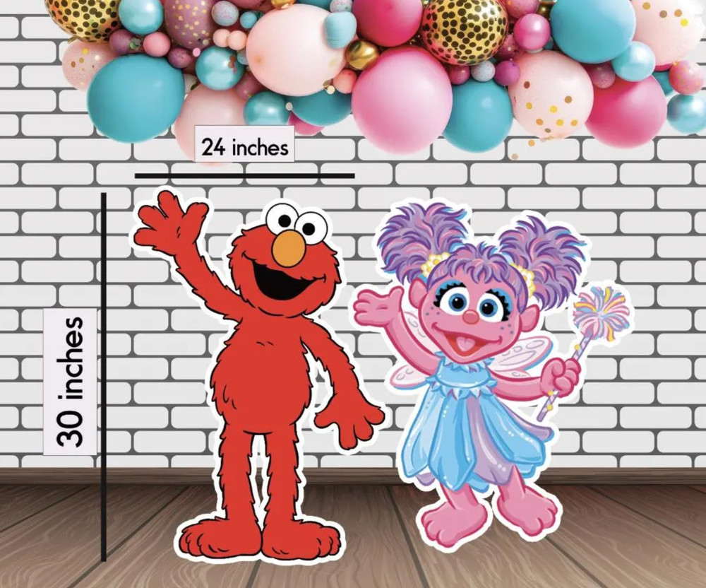 Elmo and friends cutouts, stand include, cardboard material, diferent size