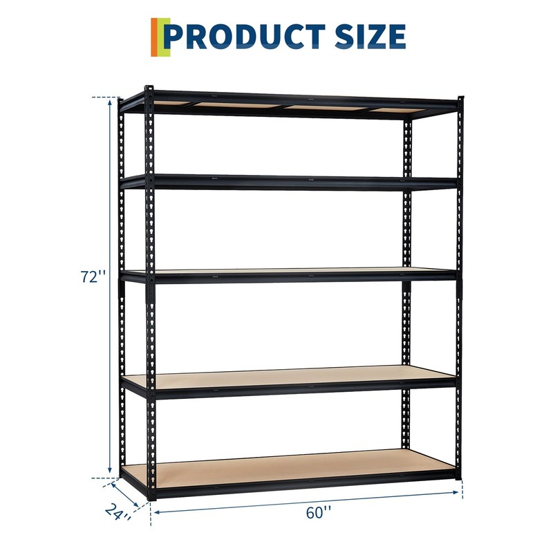 Storage Shelving Unit, 5-Tier Adjustable Metal Storage Shelves, 60" L x 24" W... gallery
