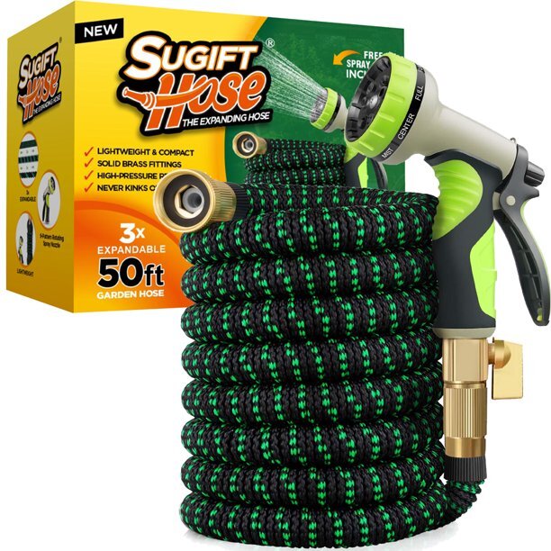SUGIFT 50 FT Expandable Garden Hose with 9 Function Hose Nozzle, Anti-Kink Flexi gallery