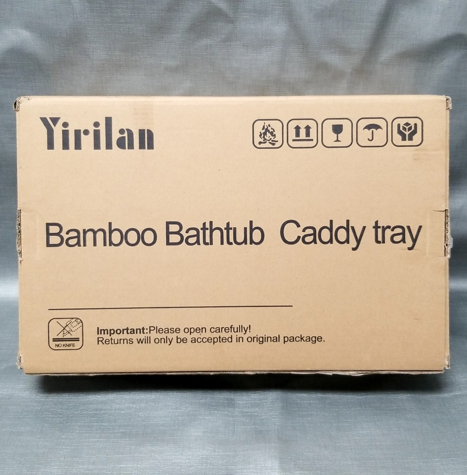 New In Box! Yirilan Adjustable Bamboo Bathtub Caddy Tray - Light Wood Finish gallery