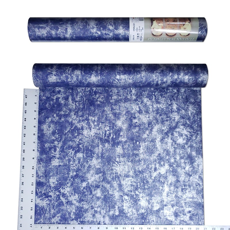 Wallpaper blue silver Metallic plain plaster Concrete textured wallcoverings gallery