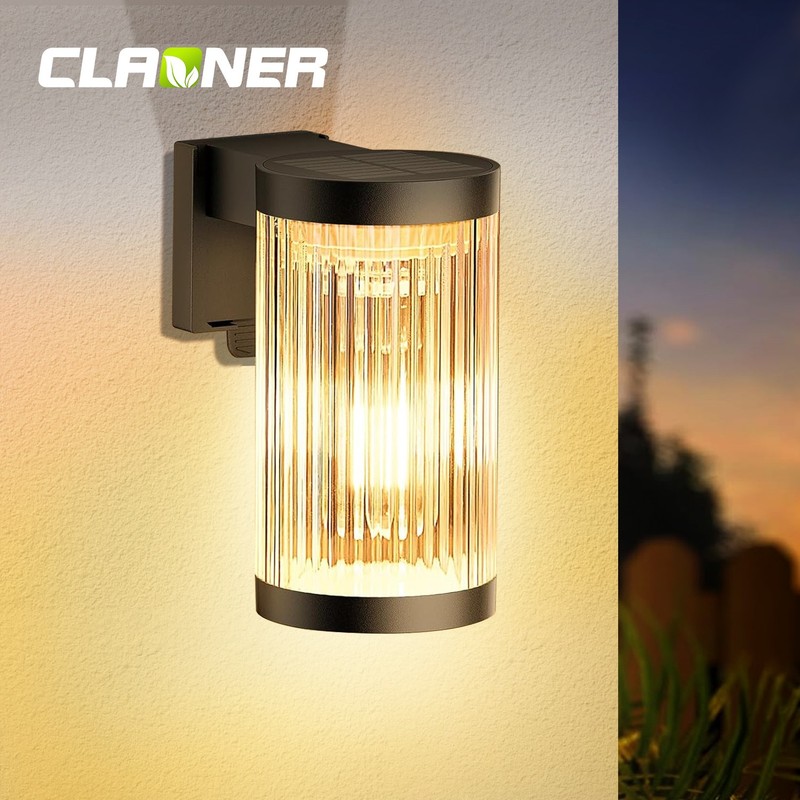 2pack Solar Power Wall Light Outdoor Garden Dusk to Dawn Waterproof Wall Lamp gallery