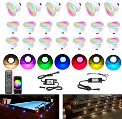 Smart Wifi Control LED Deck Lights Kit – 20 Waterproof RGBW Stair Lights