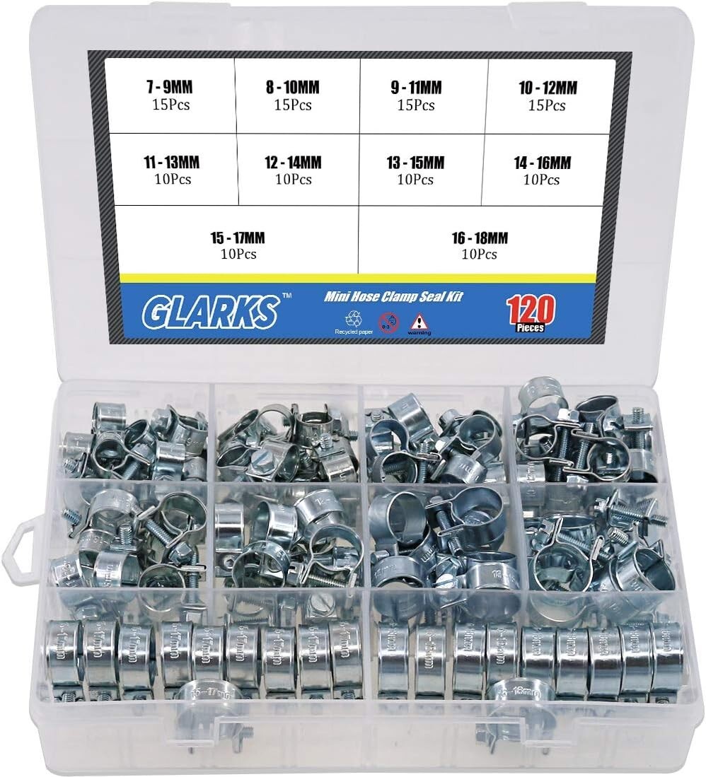120Pcs 10 Size Mini Fuel Injection Style Hose Clamp Assortment Kit For... gallery