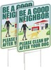 Clean Up After Your Dog Signs 2 Pack 12"x9" with Metal Stake, No Pooping Dog ... gallery