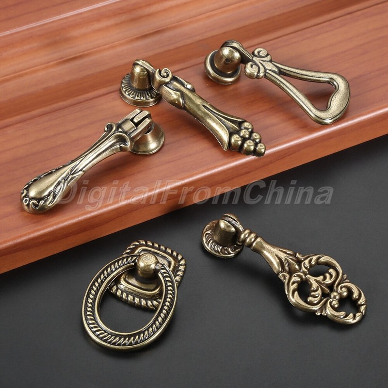 Antique Bronze Drop Ring Door Pull Handle Drawer Kitchen Cabinet Cupboard Knob gallery