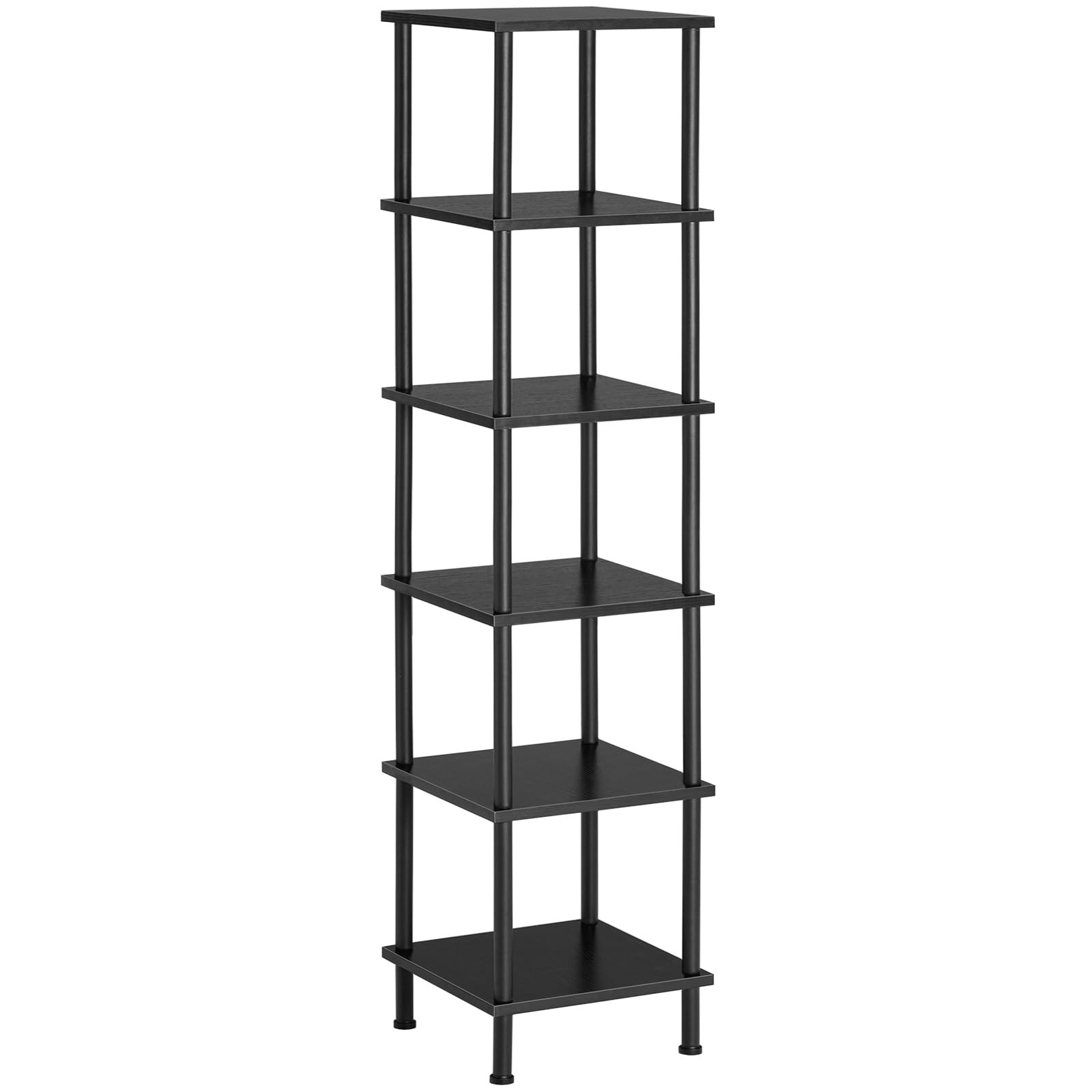 Black 6-Tier Corner Shelf Square Rack Display Tall Storage Plant Bookcase gallery