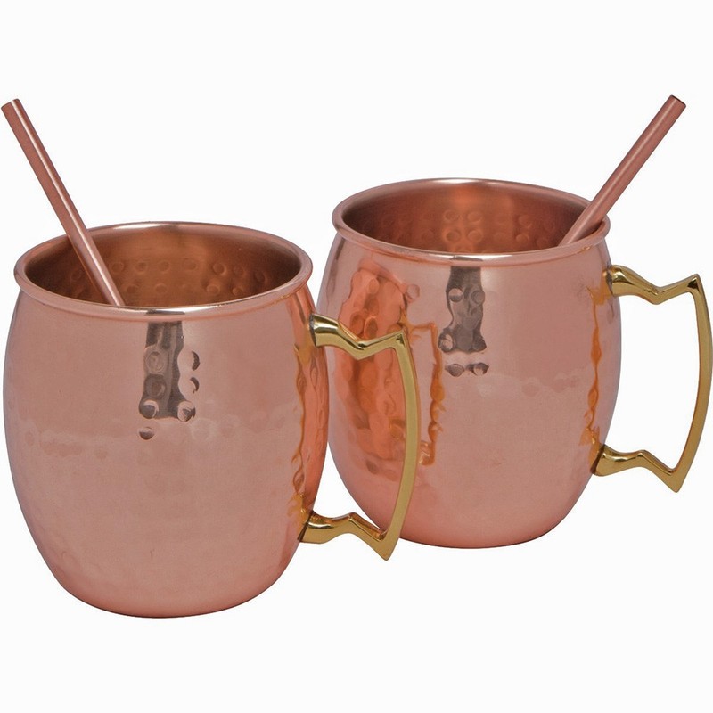 Reusable 100% Copper Drinking Straws 8" – Set of 2 – Solid Metal Cocktail Straws gallery