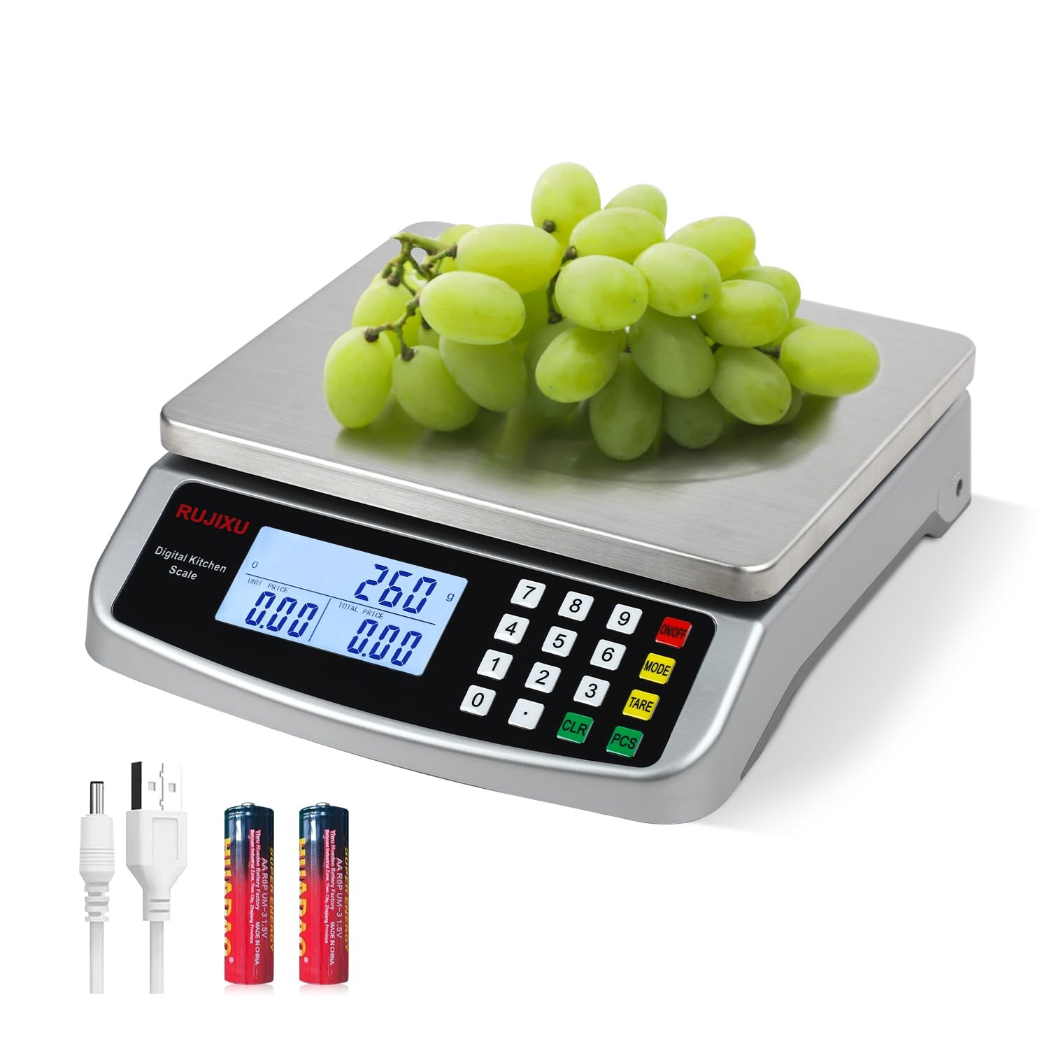 Digital Kitchen Scale 88lb/40kg - Price Computing, 0.05oz/1g, Stainless Steel gallery
