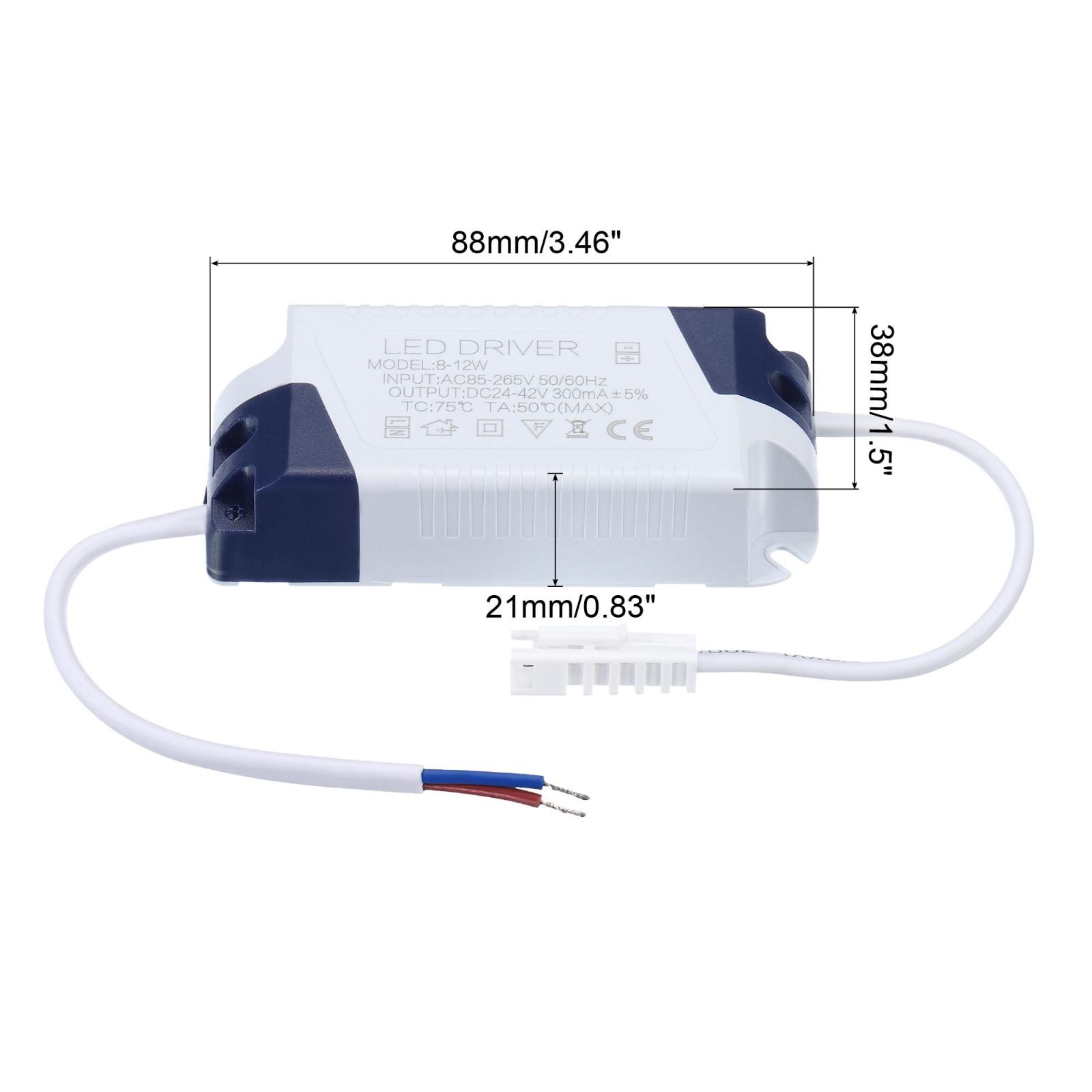 8-12W 300mA LED Driver AC 85-265V Output 24-42V DC Male Connector Transformer gallery