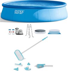 Above Ground Pool, Easy Set Inflatable Round w/ Filter Pump & Cleaning Kit