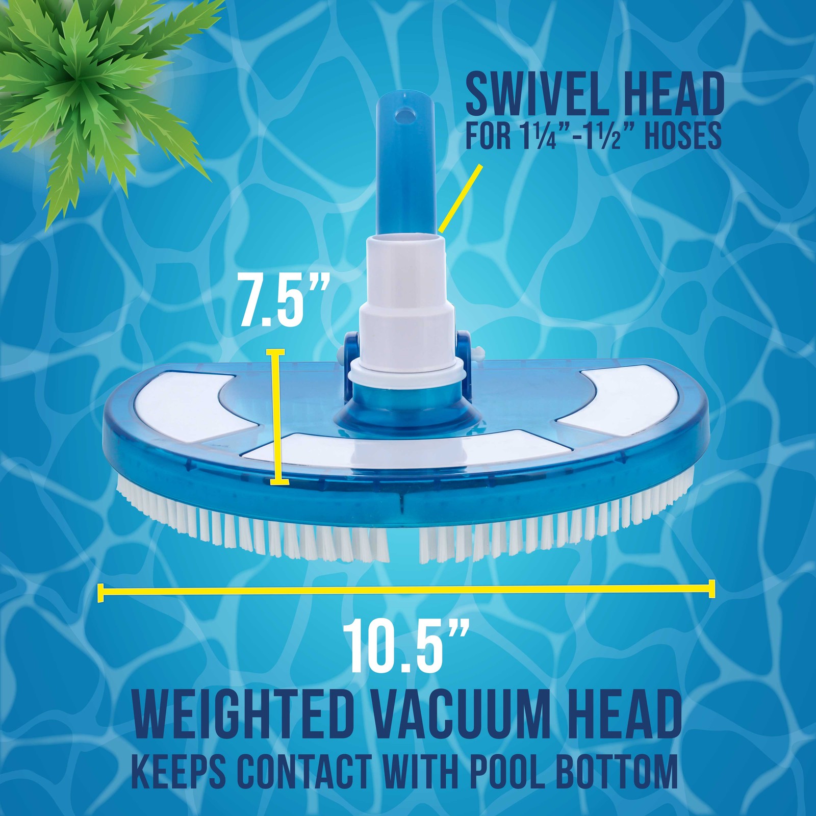 U.S. Pool Supply Weighted Pool Vacuum Head, Transparent Curved Half Moon Body gallery