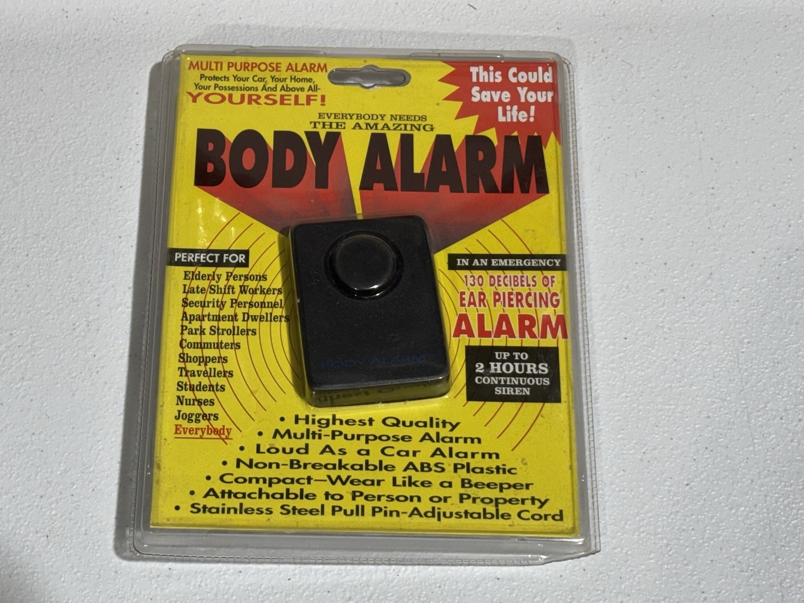 Body Alarm Personal Security Alarm, UP TO 2 HOURS CONTINUOUS SIREN gallery