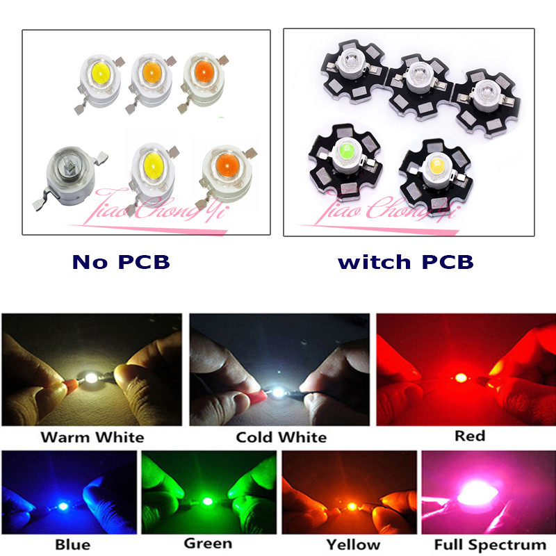 50PCS 3W watts High Power SMD LED COB Chip Lights Beads White Red Blue With PCB gallery