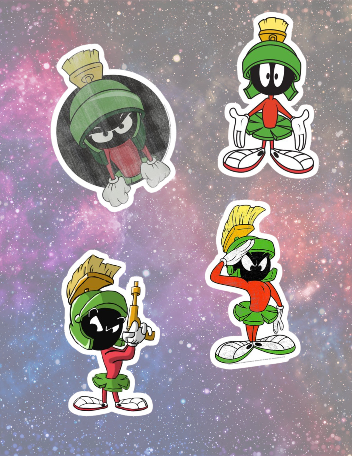 Marvin The Martian Retro Cartoon 4pc Sticker Pack gallery