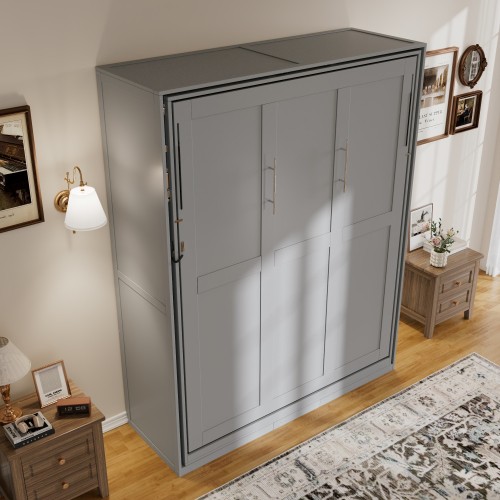 Rotating Murphy Wall Bed Queen Size Murphy Bed Space-Saving Cabinet Bed Wood Bed gallery