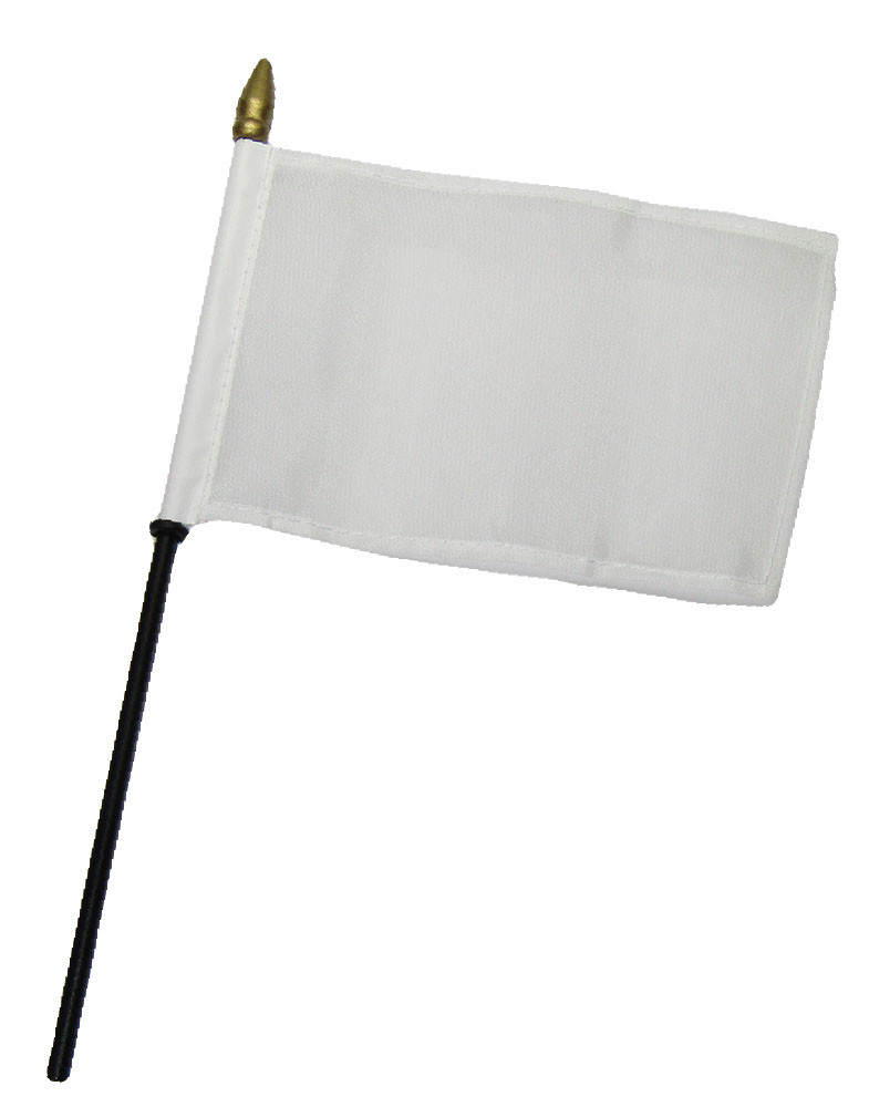 White Plain Solid Color 4"x6" Flag Desk Set Table Wooden Stick Staff sewn edges gallery