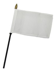 White Plain Solid Color 4″x6″ Flag Desk Set Table Wooden Stick Staff sewn edges