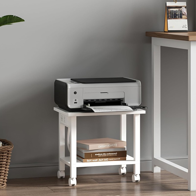 2 Tier Printer Stand Rolling Printer Cart W/ Power Outlets & USB Ports Mobile gallery