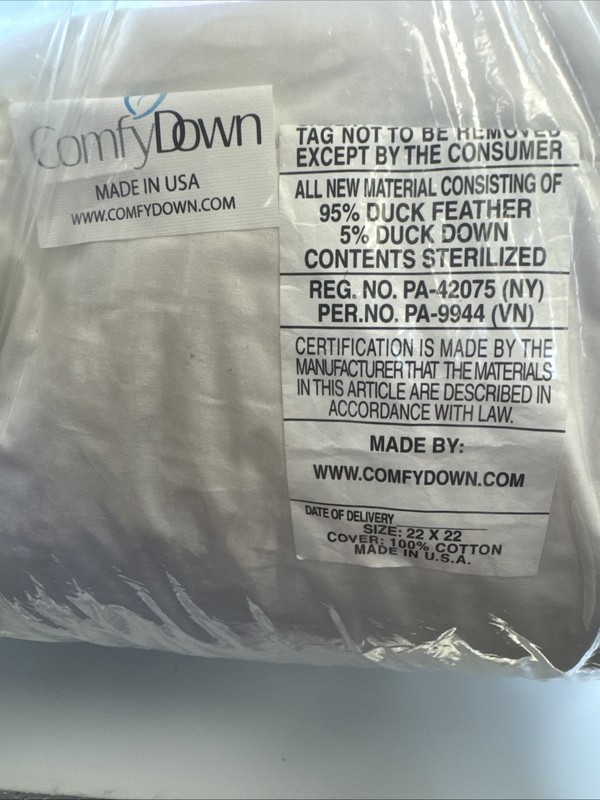 ComfyDown - Euro Square Pillow Insert For Sham, 22x22 inches, Down & Feather Mix gallery