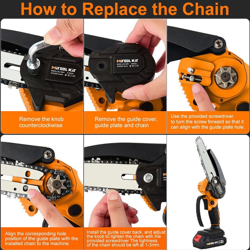 6inch Electric Mini Chainsaw Handheld Cordless Wood Cutter Saw with 2 Battery gallery