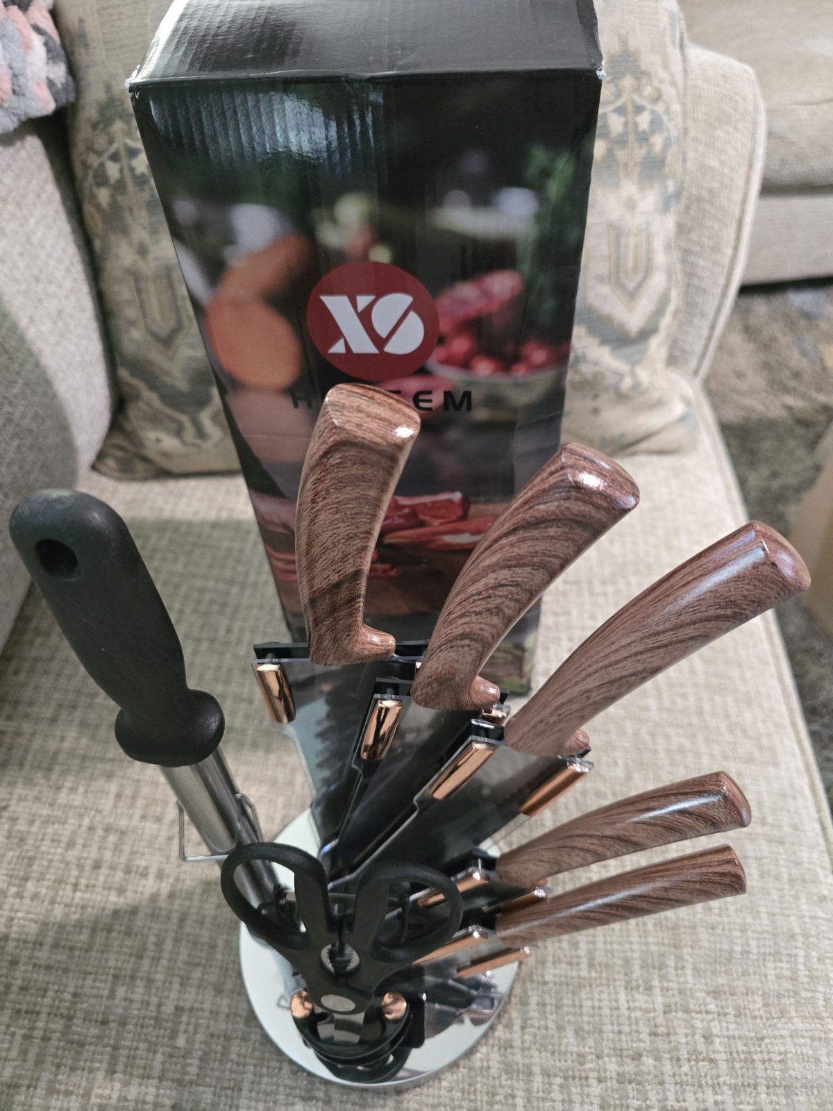 HEESEM X8 8-Piece Knife Set Cleaver Chef Slicer Utility Peeler Scissors gallery