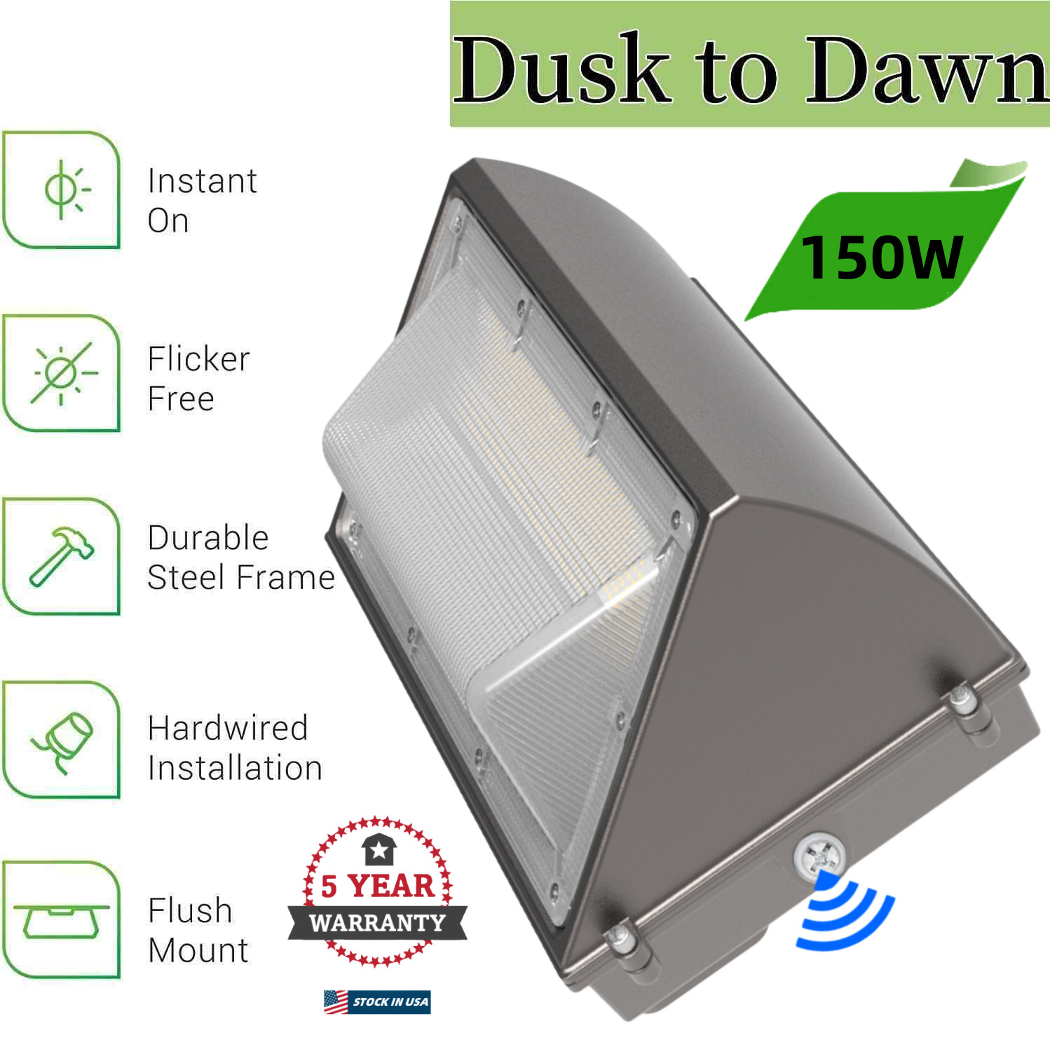 150W LED Wall Pack Light With Photocell Commercial Outdoor Security Lighting ETL gallery