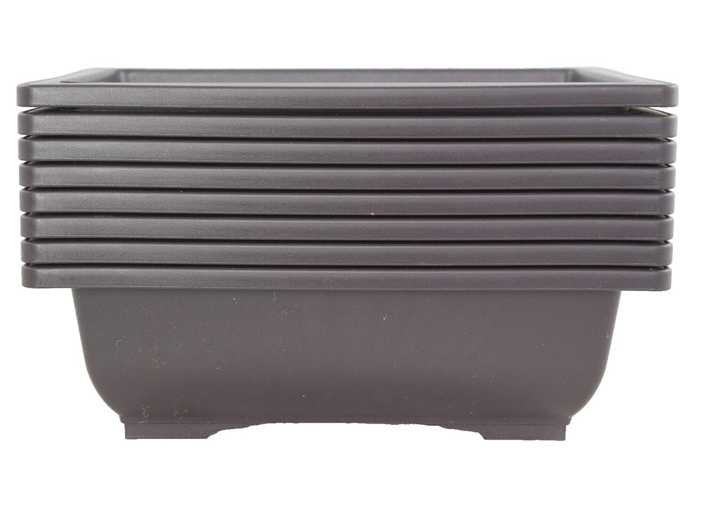 8 Rectangular Plastic Bonsai / Cactus & Succulent Pot 10"x 7.5"x 3" Dark Brown